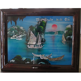 Mua TRANH SƠN MÀI - THUẬN BUỒM XUÔI GIÓ - KHẢM TRAI - QUÀ TẶNG - TÂN GIA - KÍCH THƯỚC 40x50cm