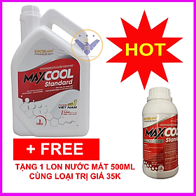 Nước làm mát động cơ xe ô tô, xe máy màu đỏ Maxcool Standard 4L tặng lon 500ml