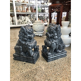 Mua Cặp Kỳ Lân phong thủy đá cẩm thạch vân đen - Cao 30 cm