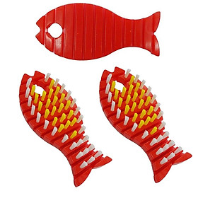 Bộ 3 bàn chải cọ uốn cong hình con cá ( màu đỏ ) - Hàng Nội Địa Nhật