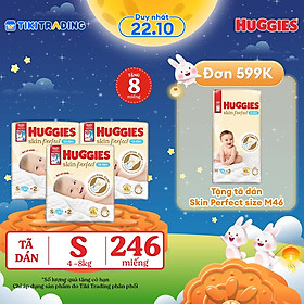 Combo 3 gói Tã/bỉm dán sơ sinh Huggies Skin Perfect  S 80+2 miếng với 2 vùng thấm giảm kích ứng da