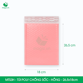 MTS3H - 26.5x18cm - COMBO 25 TÚI GÓI HÀNG CHỐNG SỐC BỌC BÓNG KHÍ MÀU HỒNG PASTEL