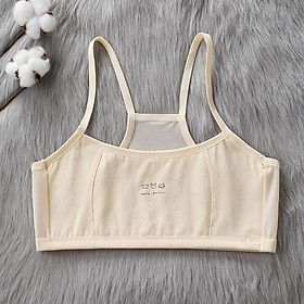 Áo lót lá bé gái bra nữ học sinh thông thoáng 2 lớp mặt trước mặt sau lưới cotton từ 30-60kg