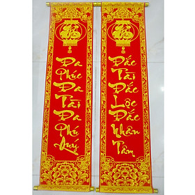 Mua Cặp liễn nhung câu đối đỏ trang trí-Đa phúc đa tài đa phú quý