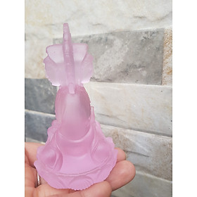 Mua TƯỢNG PHẬT BÀ QUAN ÂM 2 MẶT ĐÁ LƯU LY HỒNG TƯƠI ĐẸP ĐỂ TRONG XE HƠI hoặc BÀN cao 10cm đk 6cm Hợp Anh Chị mệnh HOẢ mệnh THỔ ạ