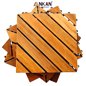 Mua Sàn Gỗ Lót Ban Công Thương Hiệu ANKAN Màu Nâu Vàng Nan Hoa  Vỉ Gỗ Lót Sàn Dùng Để Lót Sân Vườn  Nhà Tắm  Phòng Spa  Có Phủ PU  Siêu Bền  Chống Thấm  Chống Trơn Trượt  Tiêu Chuẩn Xuất Khẩu (1 Vỉ)