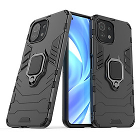 Ốp lưng dành cho Xiaomi 11 Lite 5G NE chống sốc iron man kèm nhẫnBảo vệ camera và chống xem video tiện lợi - Black