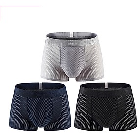 VKWEIKU British Wei pants underwear men's underwear Lan Jing fiber ice mesh eye breathable boxer briefs shorts men's spring and summer models black + gray + blue L