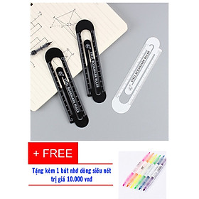 Set 2 Thước kẻ đa năng bằng hợp kim nhôm siêu bền * YS 619 phong cách Hàn Quốc , đánh dấu trang +Tặng kèm 01 Bút đánh dấu dòng nhiều màu ( giao màu ngẫu nhiên) trị giá 10.000đ.