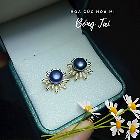 Bông tai, hoa tai ngọc trai nuôi hình hoa cúc họa mi