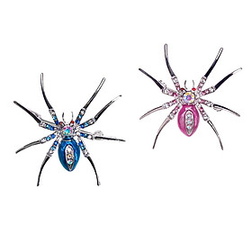 2pcs Alloy Rhinestone Spider Brooch Shirt Collar Scarf Pin Girl Jewelry Gift