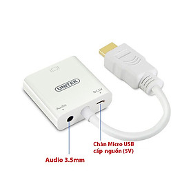 Cáp Chuyển Đổi HDMI Sang VGA Có Audio 15cm V128BBK UNITEK- Hàng Nhập Khẩu