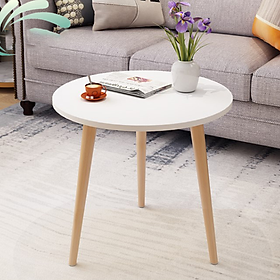 Mua Bàn trà mặt tròn chân gỗ tự nhiên cao 72cm ( xưởng sản xuất trực tiếp )