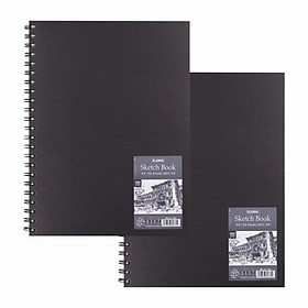 Sổ vẽ phác thảo giấy trơn Sketch Book A4/ A5+ 50 tờ 150GSM;  764/ 762 gáy lò xo bìa bồi dầy đẹp màu đen tạo sự mới lạ