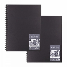 Sổ vẽ phác thảo giấy trơn Sketch Book A4/ A5+ 50 tờ 150GSM;  764/ 762 gáy lò xo bìa bồi dầy đẹp màu đen tạo sự mới lạ - A5 - MS 762