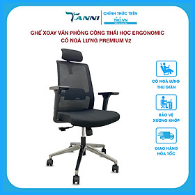 Ghế Xoay Văn Phòng Công Thái Học Ergonomic Có Ngả Lưng Premium V2 , Ghế Xoay Ngồi Làm Việc Cao Cấp Nhập Khẩu