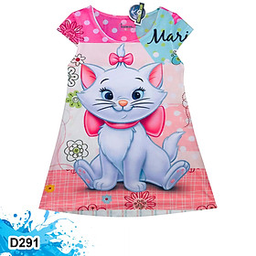 Đầm thun in 3d cho bé gái hình mèo xám