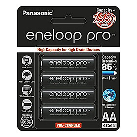 Pin sạc Panasonic Eneloop AA 2550mah BK-3HCCE4BT3 (Vỉ 4 viên) (Đen)