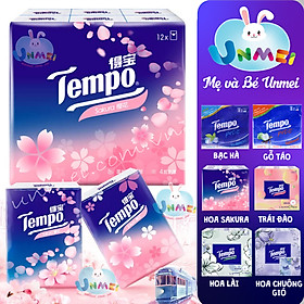 Tempo - Khăn GiấyBỏ túi Tempo Petit Cao Cấp Bạc Hà/Gỗ Táo/Sakura tặng 1 khăn sữa cao cấp thương hiệu Unmei
