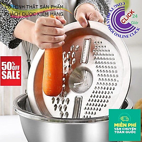 Mua Bộ Thau Rổ Bào Thái Cắt Rau Củ Inox Không Gỉ 3 Trong 1 - Hàng Cao Cấp
