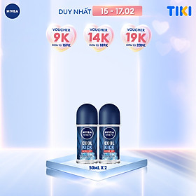 Bộ 2 Lăn Ngăn Mùi NIVEA MEN Cool Kick Mát Lạnh Thơm Năng Động (50 ml) - 82886x2