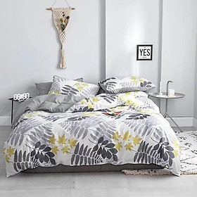Bộ Chăn Ga Gối Cotton Living 100%cotton Hàng Nhập Khẩu Cao Cấp 4 Món Hello Summer Hoa Lá Xanh