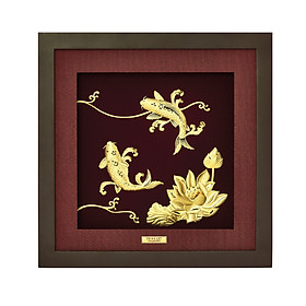 Tranh Vàng 24K PRIMA ART - CÁ CHÉP & HOA SEN - Kích thước 35 x 35 cm - CGS-0539-01