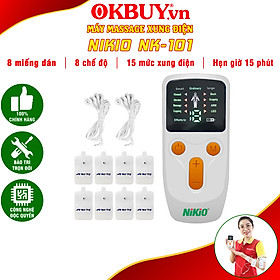 Máy Massage Xung Điện Trị Liệu Nikio NK-101 - Matxa Toàn Thân Với 8 Miếng Dán, 8 Chế Độ, 19 Cường Độ Matxa Tùy Chỉnh - Hỗ Trợ Giảm Đau Nhức, Căng Mỏi Cơ Bắp - Pin Sạc Tiện Lợi