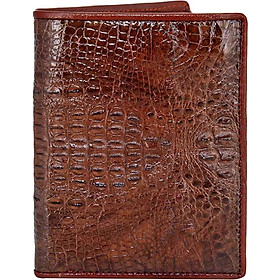 Ví Nam Da Cá Sấu Nguyên Con Kiểu Đứng Huy Hoàng HT2239 (12.5 x 10 cm) - Nâu Đất