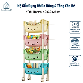 Kệ Gấu Đựng Đồ Đa Năng 4 Tầng Cho Bé - Kệ Đựng Đồ Chơi Có Bánh Xe Tiện Lợi - HÀNG CHÍNH HÃNG MINIIN