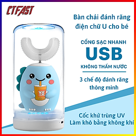 Bàn chải vệ sinh răng miệng tự động cho bé CTFAST K10, bàn chải điện chữ U làm sạch 3 chế độ, an toàn chống nước