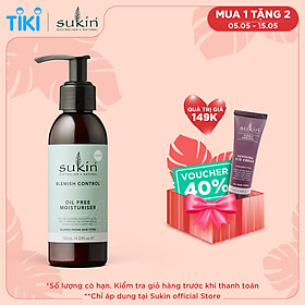 Kem Giữ Ẩm Kiềm Dầu Dành Cho Da Mụn Sukin Blemish Control Oil Free Moisturiser 125ml