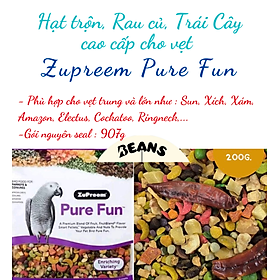 Hạt trộn rau củ và trái cây cao cấp cho vẹt Zupreem Pure Fun phù hợp vẹt trung và lớn như sun, xích, amazon, electuc,..