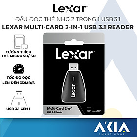 Đầu đọc thẻ 2 trong 1 USB 3.1 Lexar LRW450UB, tương thích thẻ SD/ microSD, tốc độ đọc lên đến 312Mb/s - Hàng chính hãng, Bảo hành 2 năm