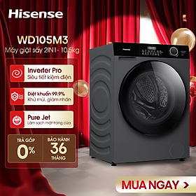 Máy giặt sấy Hisense Inverter Pro 10.5kg WD105M3 giặt thông minh AI, điều khiển từ xa, bảo hành 3 năm - HÀNG CHÍNH HÃNG