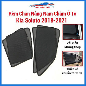 Bộ rèm che nắng ô tô nam châm theo xe Kia Soluto 2018-2019-2020-2021 chắn nắng tốt, lắp đặt đơn giản, tiện lợi