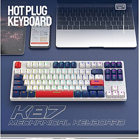 Mua Bàn phím cơ CÓ DÂY K87 sử dụng RED SWITCH trang bị đèn led RGB và có hotswap có thể thay switch dễ dàng chuyên game dành cho game thủ - HN