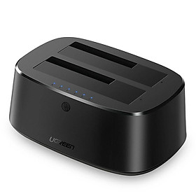 Mua Đế đôi docking station cho ổ cứng sata USB 3.0 màu đen chân cắn nguồn chuẩn UK Ugreen 198DOCK50856CM Hàng chính hãng