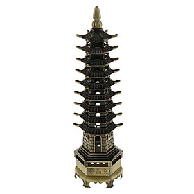 5xWen Chang Tower Model Handcraft China Pagoda Cultural Home Decor Bronze 13cm