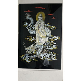 Mua Tranh sơn mài cẩn ốc chìm đẹp QUAN THẾ ÂM BỒ TÁT CƯỠI RỒNG 40x60 cm