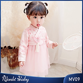 Váy sinh nhật, chụp ảnh kỉ niệm cho bé gái, đầm Hanbok cao cấp, chất ren thoáng đẹp mềm mại, dễ chịu với làn da bé, thêu nổi sang chảnh | MV09