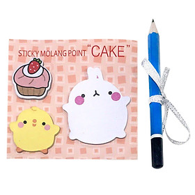 Giấy Ghi Chú Note Phân Trang Molang & Piu Piu Tặng Kèm Bút Chì - Cake