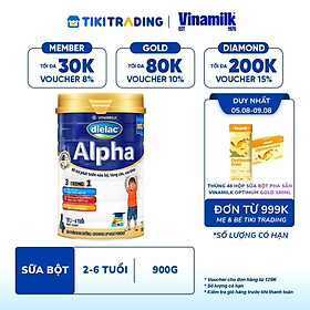 Sữa bột Vinamilk Dielac Alpha 4 - Hộp thiếc 900g (dành cho trẻ 2-6 tuổi)