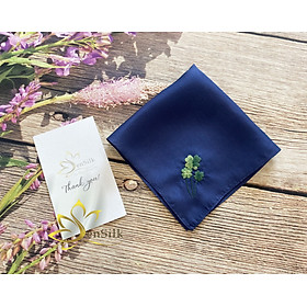 Silk Handkerchief 100% Handmade Embroidery - Khăn Tay Thêu Lụa Cỏ 4 Lá - Quà Tặng Trái Tim SenSilk - Best Seller Vienam Gift