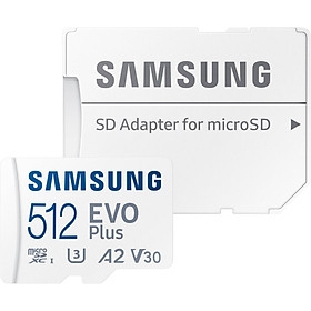 Thẻ Nhớ microSD EVO Plus 512GB (KA), Class 10, U3, 130 MB/s hiệu SAMSUNG; Model: MB-MC512KA/APC (Kèm Adapter) - Hàng Chính Hãng