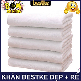 Combo 5 cái Khăn gội bestke 100% cotton, màu trắng, KT 83 33cm, towels