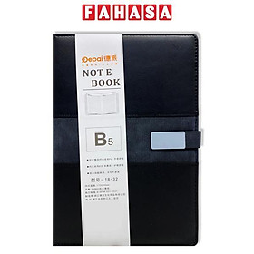 Sổ Bìa Da B5 Có Nút Gài - Kẻ Ngang - 192 Trang 80gsm - Depai 18-32 - Màu Đen