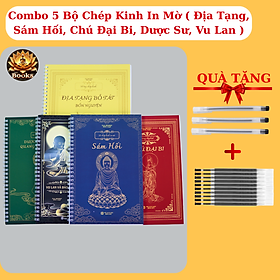 COMBO 5 Sách Chép Kinh - Kinh Địa Tạng, Sám Hối, Chú Đại Bi, Dược Sư, Vu Lan - PAI BOOKS. - Vu Hy Hiền