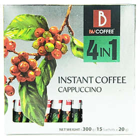 Cà phê hòa tan 4 in 1 Cappuccino B&V Coffee - Hộp 15 gói x 20g