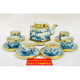 Mua (Hàng đặc biệt)Bộ ấm chén ấm trà men rạn bọc đồng Bát Tràng 350ml-Siêu Thị Bảo Khánh